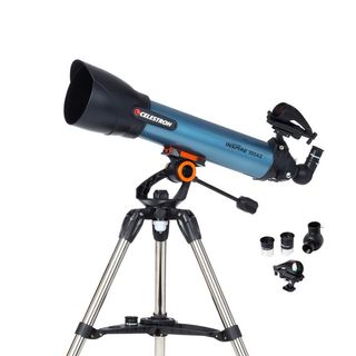 Celestron Inspire 100AZ telescope on a white background